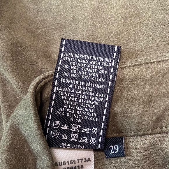 7 For All Mankind Snake Print Embossed Faux Suede Pant Jean Olive 29 - Picture 10 of 13